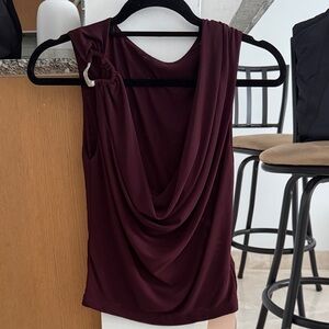 SHEIN Burgundy Draped Cowl Neck Sleeveless Camisole